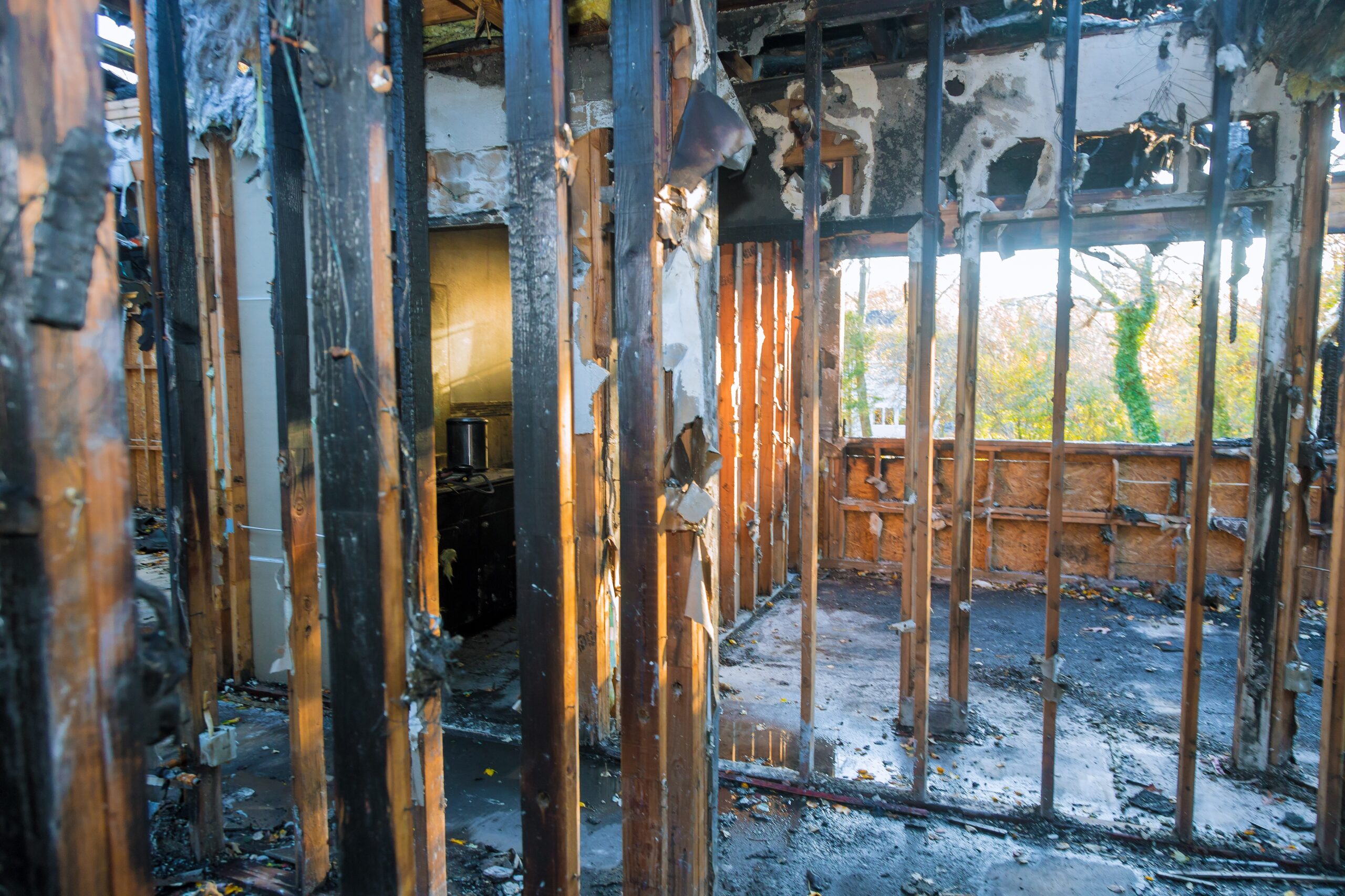 Burned house interior