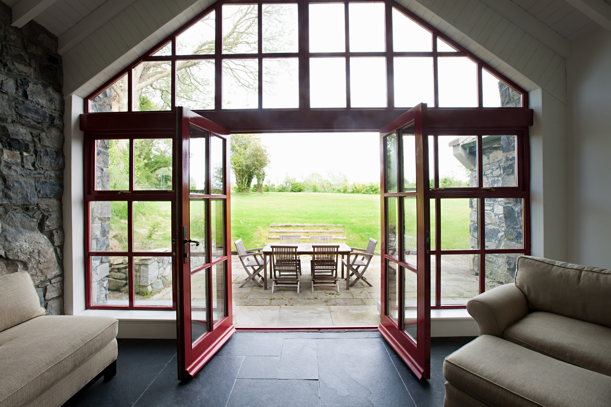 doors open onto patio