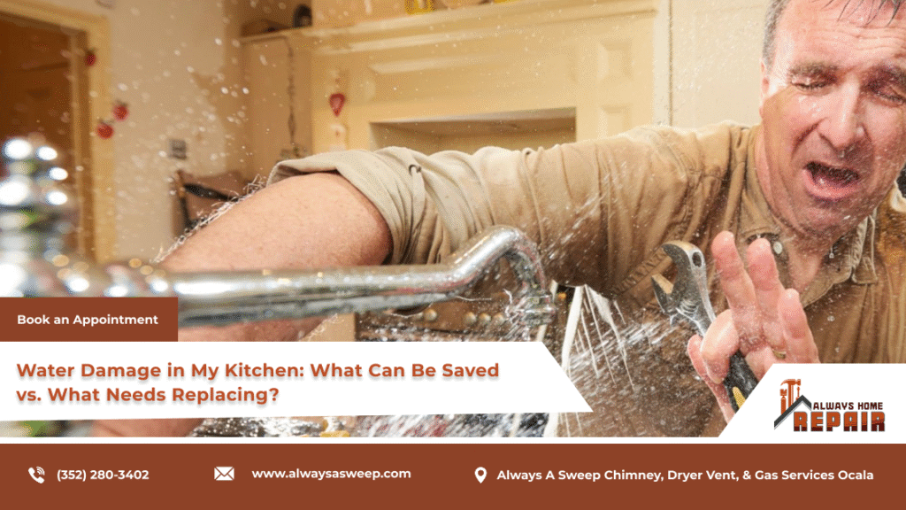 Suffered kitchen water damage? Learn when cabinets, flooring, and drywall can be saved by professionals and when they must be replaced.