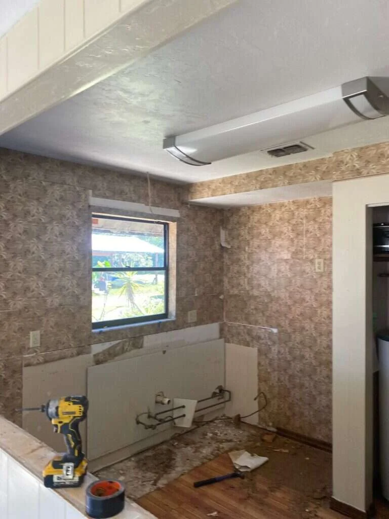 before and after kitchen cabinets during a remodel project in Marion County